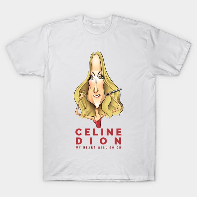 celine dion red suit T-Shirt by sarimunir